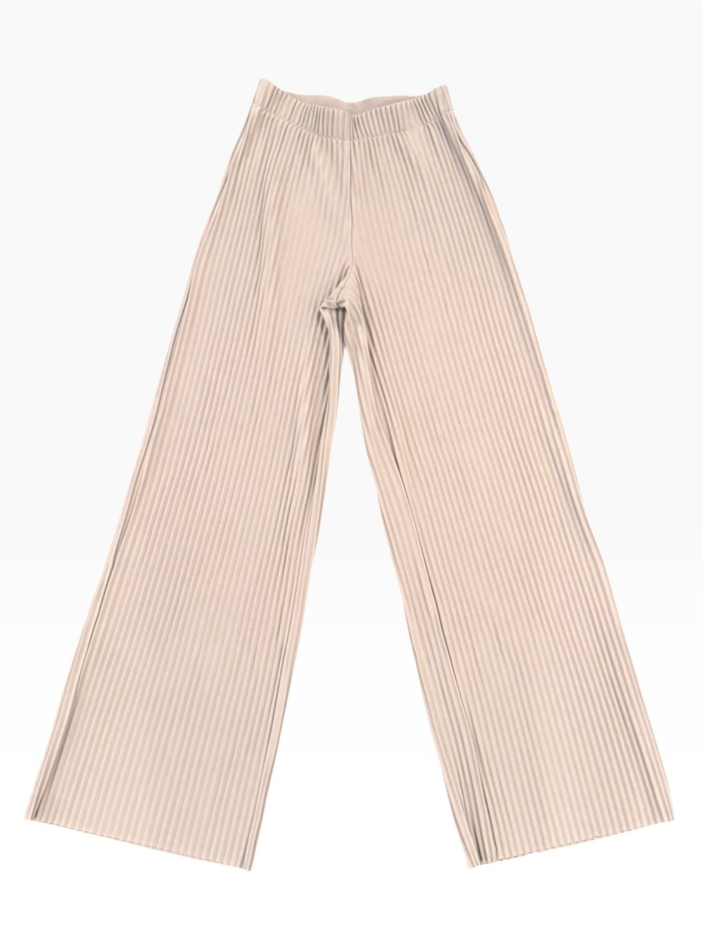 Babaton Ribbed Wide-Leg Leggings - Light Beige Sz XS